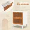 Rotan nachtkastje boho accenttafel met 2 handgeweven rotan versierde lades nachtkastje voor slaapkamer wit 2