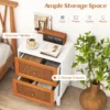 Rotan nachtkastje boho accenttafel met 2 handgeweven rotan versierde lades nachtkastje voor slaapkamer wit 3