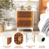 Rotan nachtkastje boho accenttafel met 2 handgeweven rotan versierde lades nachtkastje voor slaapkamer wit 4