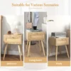Rotan nachtkastje boho bijzettafel met handgeweven rotan decoratie moderne houten bijzettafel uit het midden natuur 6