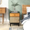 Rotan nachtkastje mid century nachtkastje opberglade en kast bohemian bijzettafel massief houten poten voor woonkamer slaapkamer 7