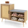 Rotan schoenenkast met bank 2 in 1 schoenenwisselbank met 3 verstelbare planken en poten van grenenhout vrijstaand schoenenrek 1