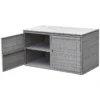 Rotan terrasbox met een inhoud van 335 liter weerbestendige gereedschapskist voor buiten met deksel en 2 planken tuinbox 2