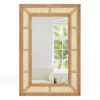 Rotan wandspiegel rechthoekige decoratieve spiegel met houten lijst verticale of horizontale hangspiegel boerderijstijl 90 x 60 cm 1