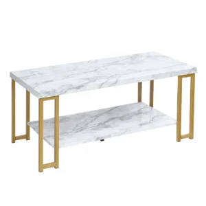 Salontafel bijzettafel banktafel bijzettafel consoletafel salontafel goud en wit 100 x 49,5 x 45 cm 1