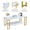 Salontafel bijzettafel banktafel bijzettafel consoletafel salontafel goud en wit 100 x 49,5 x 45 cm 5