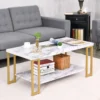Salontafel bijzettafel banktafel bijzettafel consoletafel salontafel goud en wit 100 x 49,5 x 45 cm 6