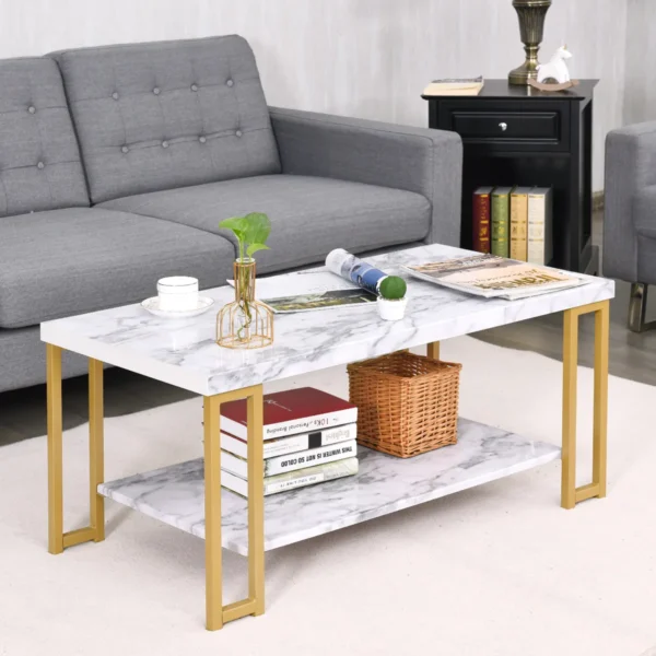 Salontafel bijzettafel banktafel bijzettafel consoletafel salontafel goud en wit 100 x 49,5 x 45 cm 6