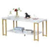 Salontafel bijzettafel banktafel bijzettafel consoletafel salontafel goud en wit 100 x 49,5 x 45 cm 7