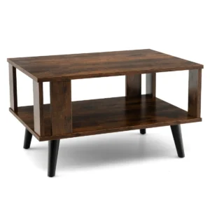 Salontafel met 2 niveaus bijzettafel industrieel rechthoekige koffietafel voor de woonkamer 70 x 50 x 41 cm bruin 1