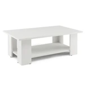 Salontafel met 2 niveaus van hout modern koffietafel bijzettafel tot 125 kg belastbaar 90 x 52 x 32 cm wit 1
