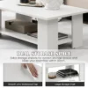 Salontafel met 2 niveaus van hout modern koffietafel bijzettafel tot 125 kg belastbaar 90 x 52 x 32 cm wit 7