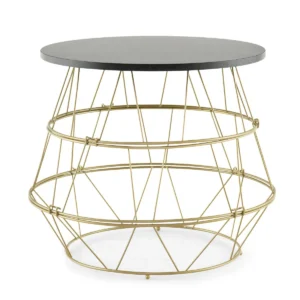 Salontafel met afneembaar tafelblad marmerlook rond woonkamertafel met gouden metalen frame modern 40 x 40 x 38 cm 1