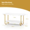 Salontafel met imitatiemarmeren blad 2 laags theetafel met opbergplank en stevig metalen frame moderne salontafel multifunctioneel 3