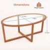 Salontafel van gehard glas moderne ovale salontafel met kruisvoet en poten van acaciahout minimalistische bijzettafel voor kleine ruimtes 3