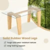 Salontafel van gehard glas moderne rechthoekige centrale tafel van 100 cm met massief rubberhouten poten minimalistische cocktailtafel 4