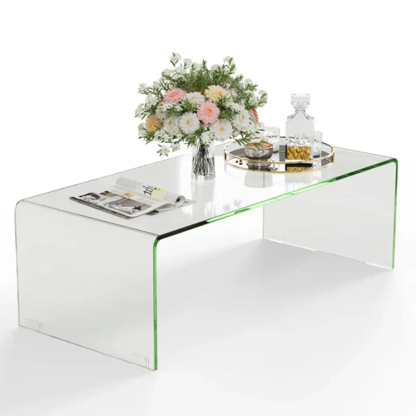 Salontafel van gehard glas u vormige bijzettafel moderne glazen tafel woonkamertafel koffietafel voor woonkamer kantoor 108 x 50 x 35 cm 2