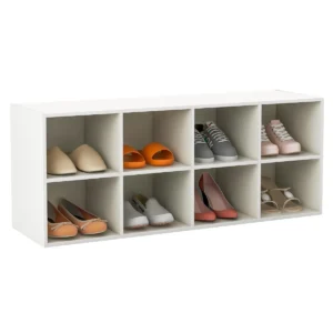 Schoenbank met zitvlak belastbaar tot 230 kg zitbank met 8 open vakkenboekenkasten/schappen/opbergkasten (wit) 1