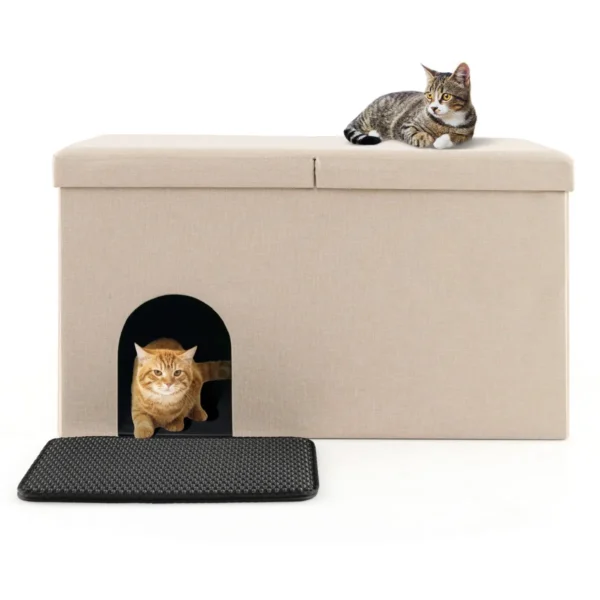 Schoenbench en kattenbak slijtvaste kattenbakmatten geurbestendig koolstoffilter scharnierend deksel waterdichte kattenbakkast 1