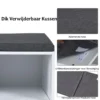 Schoenenbank met zitting schoenenrek schoenenladekast 10 kubus opbergbankkast met plank en zitkussenhout wit 7