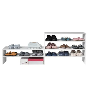 Schoenenrek 78 cm lang horizontale schoenenkast 2 traps opbergplank wit 1