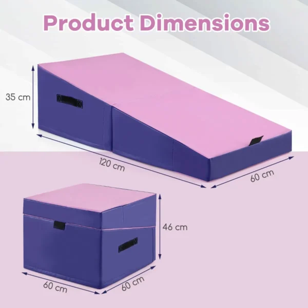 Schuine gymnastiekmat 120 x 60 x 35 cm opvouwbare rechthoekige gymnastiekmat met epe schuim en antislip pvc leer aerobic oefening 3