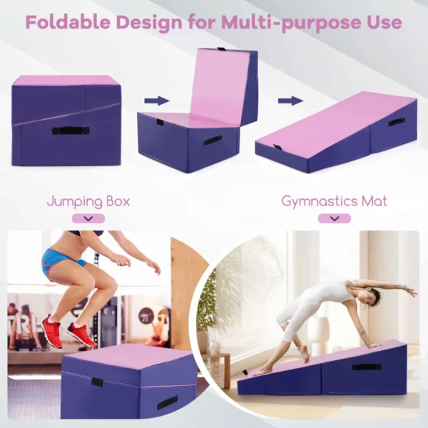 Schuine gymnastiekmat 120 x 60 x 35 cm opvouwbare rechthoekige gymnastiekmat met epe schuim en antislip pvc leer aerobic oefening 4