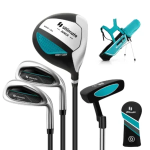 Set golfclubs voor kinderen rechtshandig golfclubset met golftas regenhoes complete golfset incl. 7/9/s ijzer 1 driver 4 hybride putter blauw 1