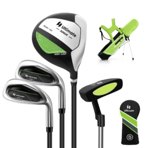 Set golfclubs voor kinderen rechtshandig golfclubset met golftas regenhoes complete golfset incl. 7/9/s ijzer 1 driver 4 hybride putter groen 1