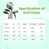 Set golfclubs voor kinderen rechtshandig golfclubset met golftas regenhoes complete golfset incl. 7/9/s ijzer 1 driver 4 hybride putter groen 2
