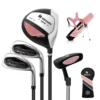 Set golfclubs voor kinderen rechtshandig golfclubset met golftas regenhoes complete golfset incl. 7/9/s ijzer 1 driver 4 hybride putter roze 1