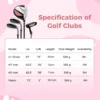 Set golfclubs voor kinderen rechtshandig golfclubset met golftas regenhoes complete golfset incl. 7/9/s ijzer 1 driver 4 hybride putter roze 3