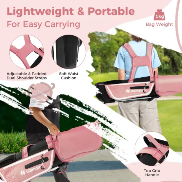 Set golfclubs voor kinderen rechtshandig golfclubset met golftas regenhoes complete golfset incl. 7/9/s ijzer 1 driver 4 hybride putter roze 4