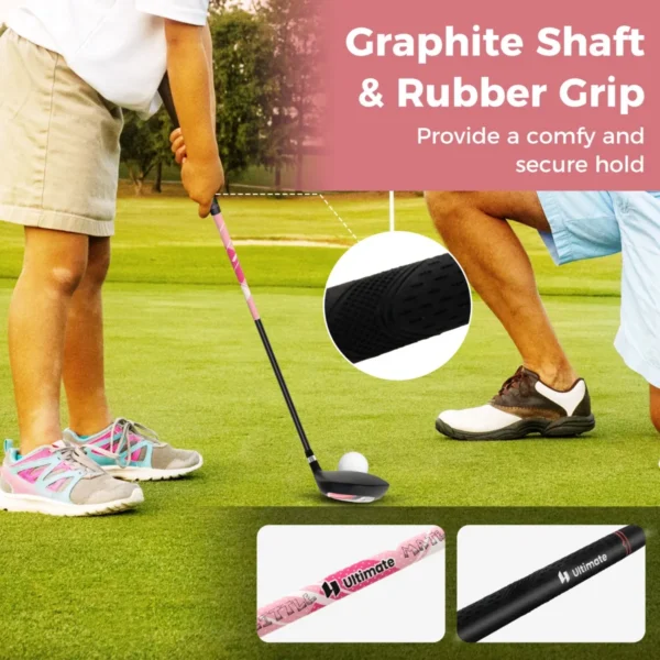 Set golfclubs voor kinderen rechtshandig golfclubset met golftas regenhoes complete golfset incl. 7/9/s ijzer 1 driver 4 hybride putter roze 6