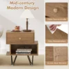 Set nachtkastjes 2 mid century moderne bijzettafeltjes met uitneembare lade en open vak bijzettafeltjes voor bank met metalen poten 7