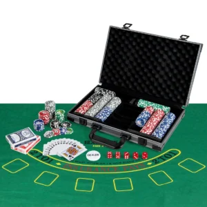 Set texas hold'em pokerchips 400 casino pokerchips 2 decks kaarten dealerchip 5 dobbelstenen vilten mat aluminium koffer voor familieavonden 1