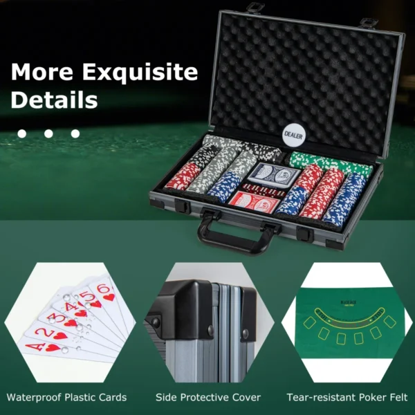 Set texas hold'em pokerchips 400 casino pokerchips 2 decks kaarten dealerchip 5 dobbelstenen vilten mat aluminium koffer voor familieavonden 6