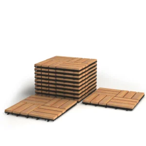 Set van 10 terrastegels houten vloertegels acaciahout 30,5 x 30,5 x 2,5 cm bruin 1