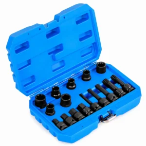 Set van 16 doppen voor slagremklauwen 1/2” ratel remafstelgereedschap compatibel met diverse voertuigen 28 x 7 x 18 cm blauw 1
