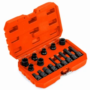 Set van 16 doppen voor slagremklauwen 1/2” ratel remafstelgereedschap compatibel met diverse voertuigen 28 x 7 x 18 cm oranje 1