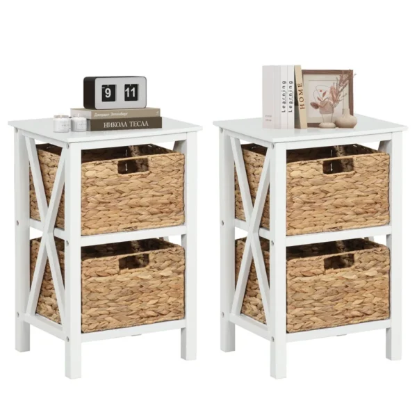 Set van 2 3 traps nachtkastjes met zeegrasmanden x design bijzettafel salontafel met acaciahouten poten opbergkast voor woonkamer 1