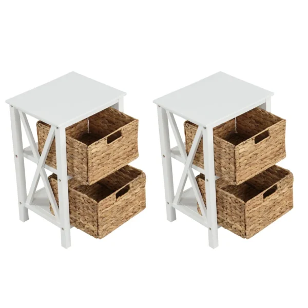Set van 2 3 traps nachtkastjes met zeegrasmanden x design bijzettafel salontafel met acaciahouten poten opbergkast voor woonkamer 2