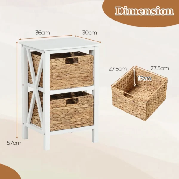 Set van 2 3 traps nachtkastjes met zeegrasmanden x design bijzettafel salontafel met acaciahouten poten opbergkast voor woonkamer 3