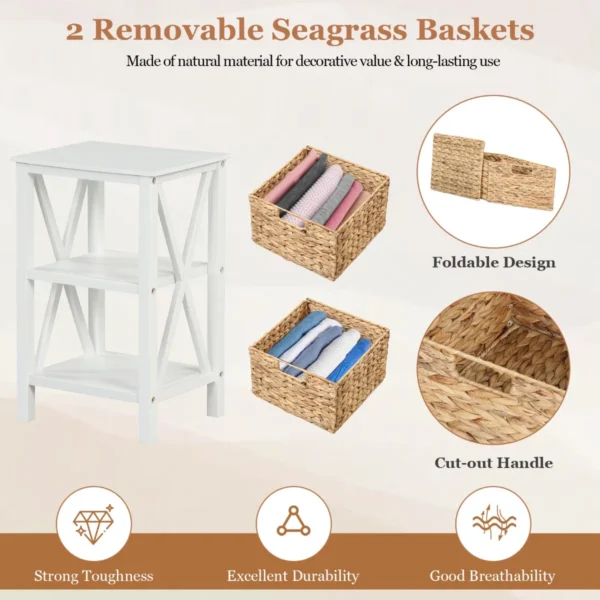 Set van 2 3 traps nachtkastjes met zeegrasmanden x design bijzettafel salontafel met acaciahouten poten opbergkast voor woonkamer 4
