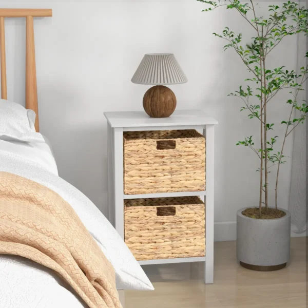 Set van 2 3 traps nachtkastjes met zeegrasmanden x design bijzettafel salontafel met acaciahouten poten opbergkast voor woonkamer 7