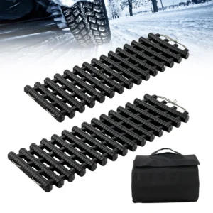 Set van 2 bandentractiematten draagbare tpr herstelplaten noodtractiehulp voor sneeuwijs oprolbaar tractiebord met autotas 60cm s 1