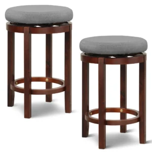 Set van 2 barkrukken 360 graden draaibaar gestoffeerd keukenstoelen hout hoogte 66 cm vintage 1