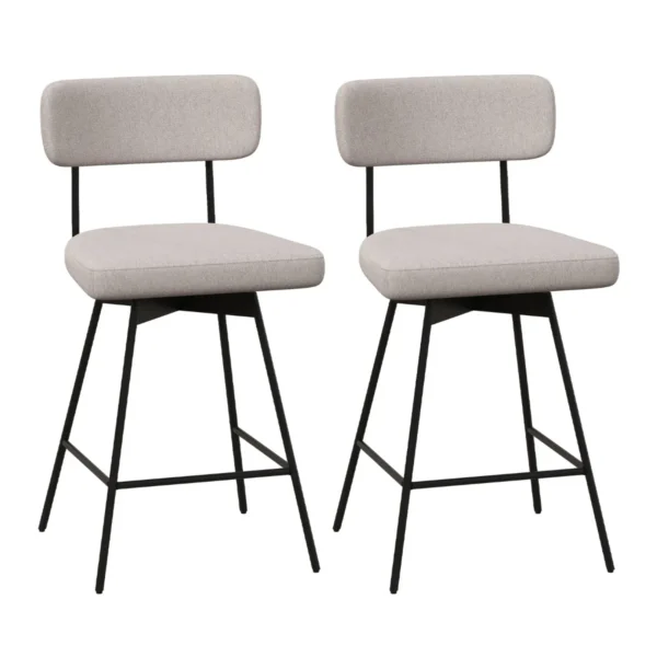 Set van 2 barkrukken draaibaar barstoel bekleed met rugleuning 63,5 cm zithoogte keukenstoel met metalen frame beige 1