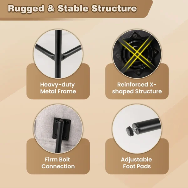Set van 2 barkrukken draaibaar barstoel bekleed met rugleuning 63,5 cm zithoogte keukenstoel met metalen frame beige 6