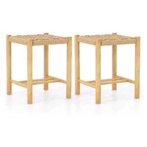 Set van 2 barkrukken van hout barstoel zithoogte 45 cm keukenstoel van gevlochten papier barkruk bistrokruk (36 x 36 x 45 cm) 1
